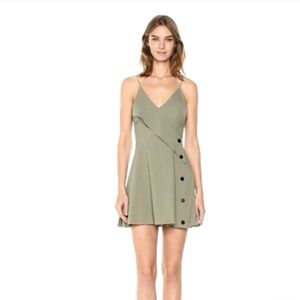 C/MEO Collective flattering Asymmetrical Khaki Dress with Black Buttons